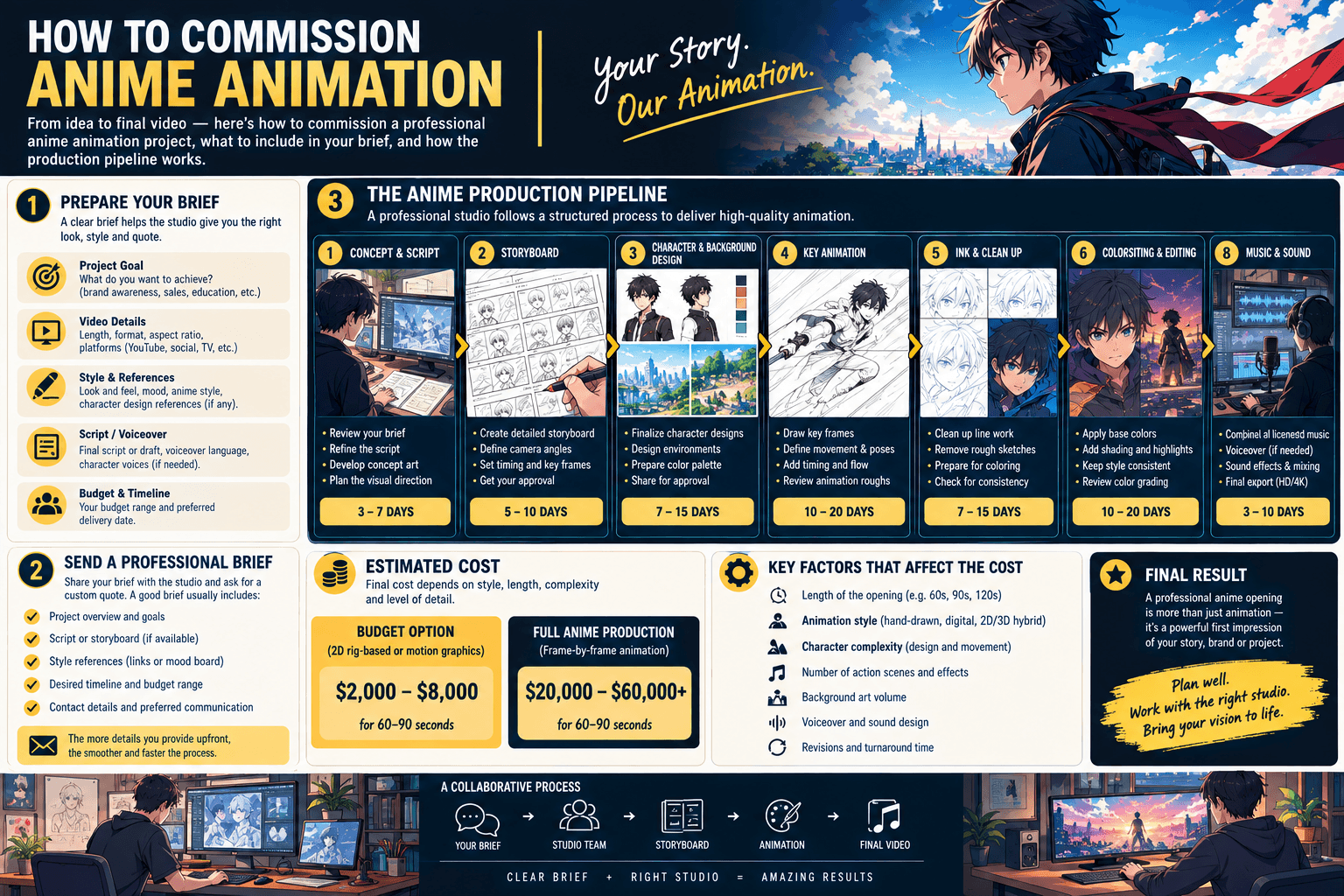 How to Commission Anime Animation 2 how to commission anime animation showing a professional production brief and studio pipeline overview
